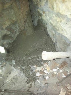 Rodent problem sealed up soil pipe in shop cellar to tackle nesting problem