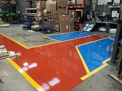 Floor painting, pedestrian walkway and storage depot bays 