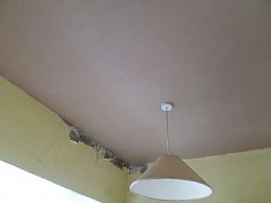 Water damaged ceiling after repair 
