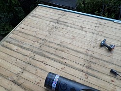 Good quality shed roof had been felted with cheap felt , starting to water ingress