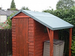 Old shed spruce up hopefully stain darkens when dry
