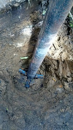 Satellite post dug out and ready for concrete