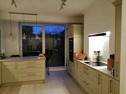 View of kitchen fitted into old dining room