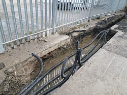 Cable ductings in trench prior to concreting for auto sliding gate 