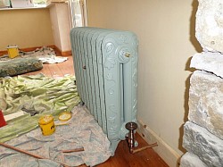 Install of ornate cast iron radiator in conservatory that i refurbed