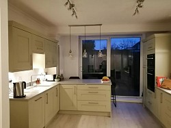 Otherside view of kitchen fitted into old dining room